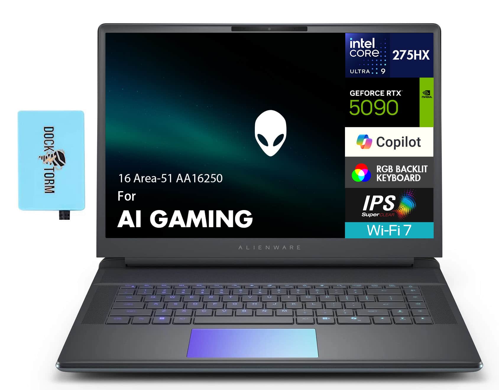 Alienware - 16 Area-51 AA16250 Laptop 16.0 WQXGA (Intel Ultra 9- 275HX, 64GB DDR5, Win 11 Pro) w/USB Hub - Liquid Teal