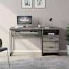 Front. Bestier - 55 Inch Computer Desk with File Cabinet & Keyboard Tray, Study&Executive Workstation - Retro Gray Oak Dark.