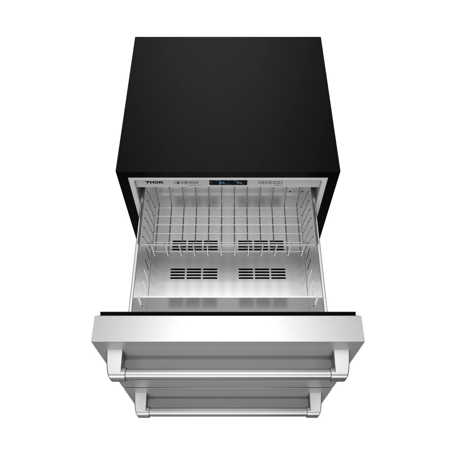 Back. Thor Kitchen - Gordon Ramsay Series by Thor Kitchen 24 Inch Indoor Outdoor Refrigerator Drawers with Stainless Steel Hardware - Stainless Steel.