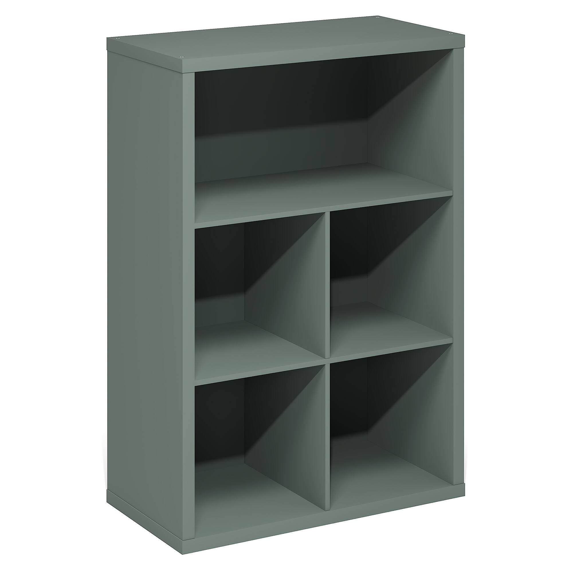 Alt View 5. Furinno - CUBICLE 5-Cube Thick Frame Bookshelf, Reversible Bookcase with Closed Back, for Living Room, Bedroom, Home Office - Sage Green.