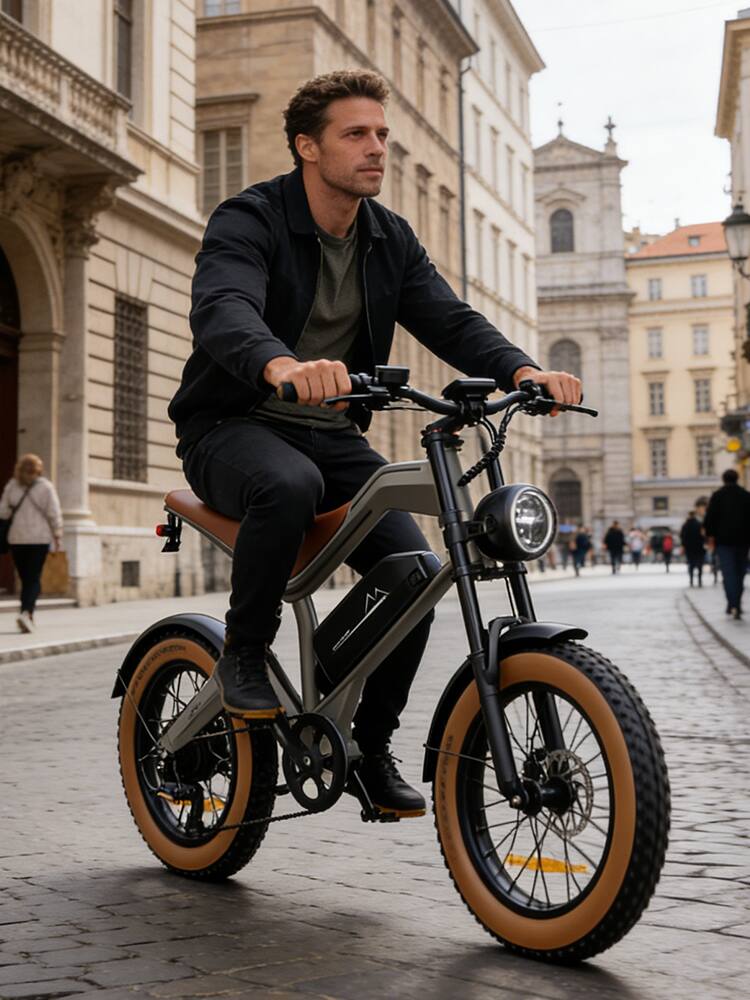 Alt View 9. DYU - Electric Bike for Adults 20" Fat Tire All-Terrain Electric Bike 500W Motor 48V 15.6AH Battery Powered Max Speed 19.8Mph - Grey.