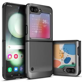Vena - OutCross Hybrid PC + TPU Design Protective Case for Samsung Galaxy Z Flip5 - Graphite - Gray
