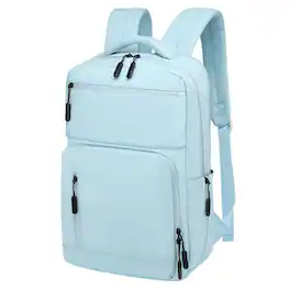 Unique Bargains - Waterproof Laptop Backpack, Flight Approved Anti-Theft Daypack, 15.6" Laptop Sleeve, Men & Women - Light Blue