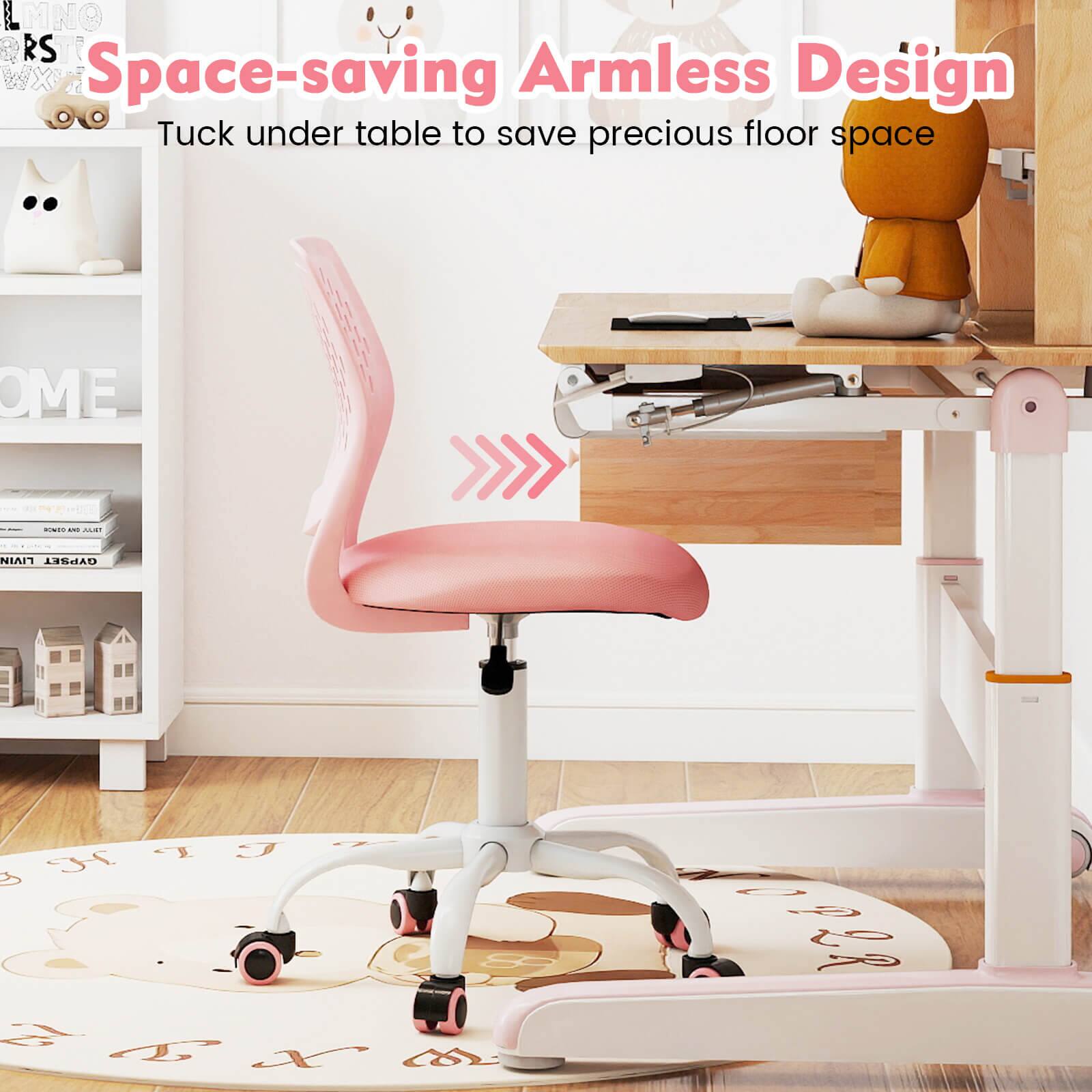 Space-saving Armless Design  
Tuck under table to save precious floor space