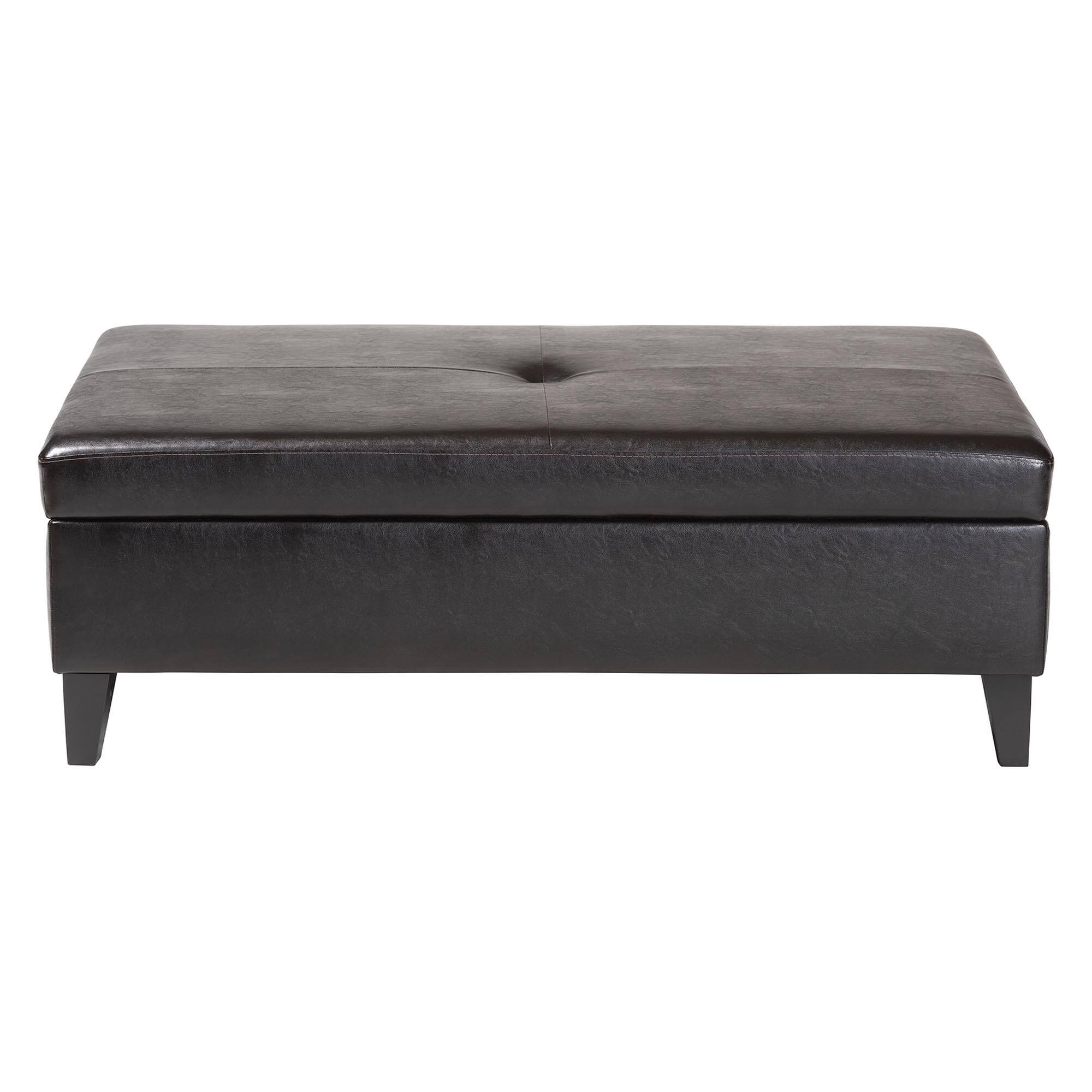 Left. Baxton Studio - Leather Storage Cocktail Ottoman - Dark Brown.