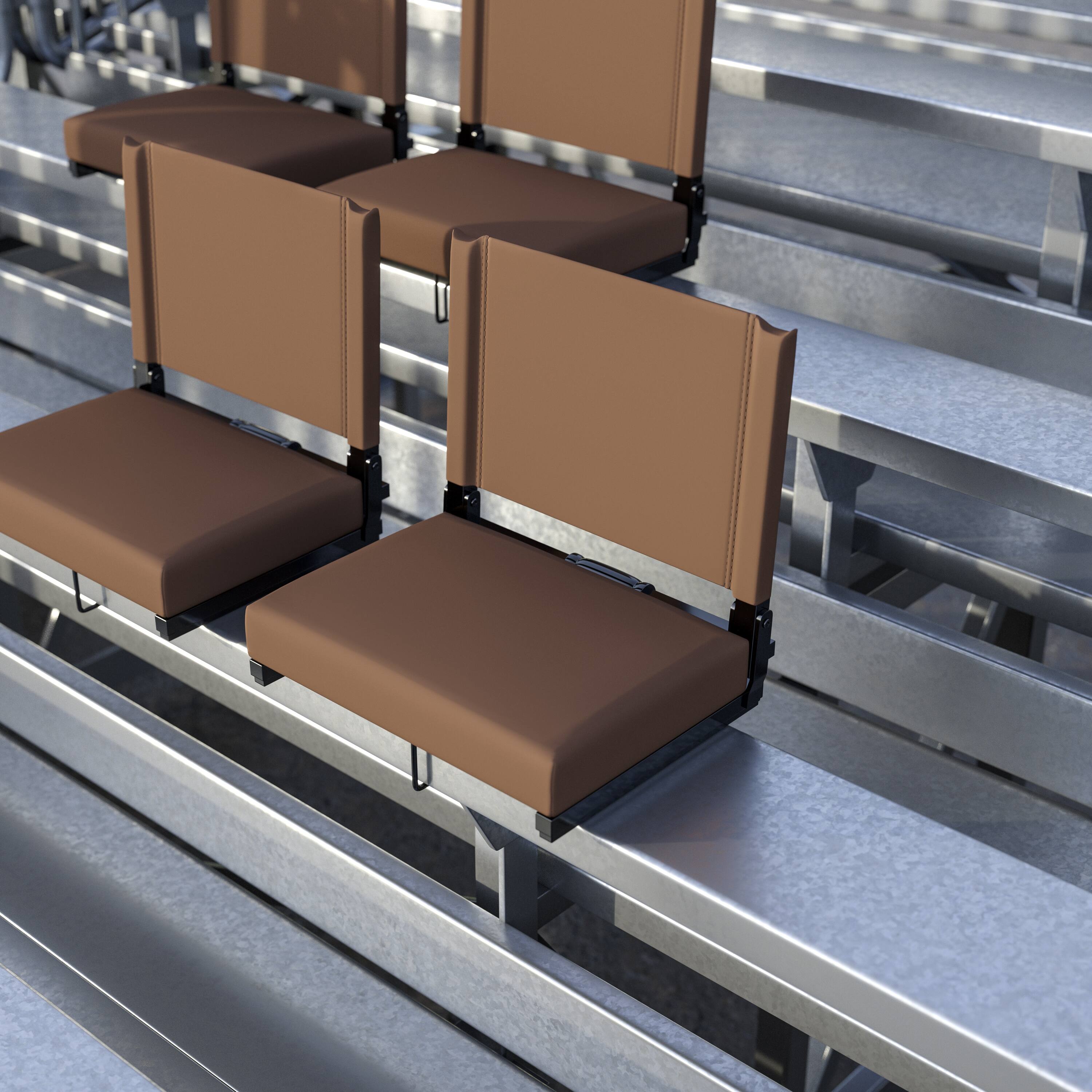 Alt View 2. Emma + Oliver - Set of 2 500 lb. Rated Lightweight Stadium Chair with Ultra-Padded Seat - Brown.
