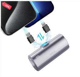 iWalk - 5000mah Lightning/USB-C Small Portable Ultra Compact Power Bank Portable Charger - Silver