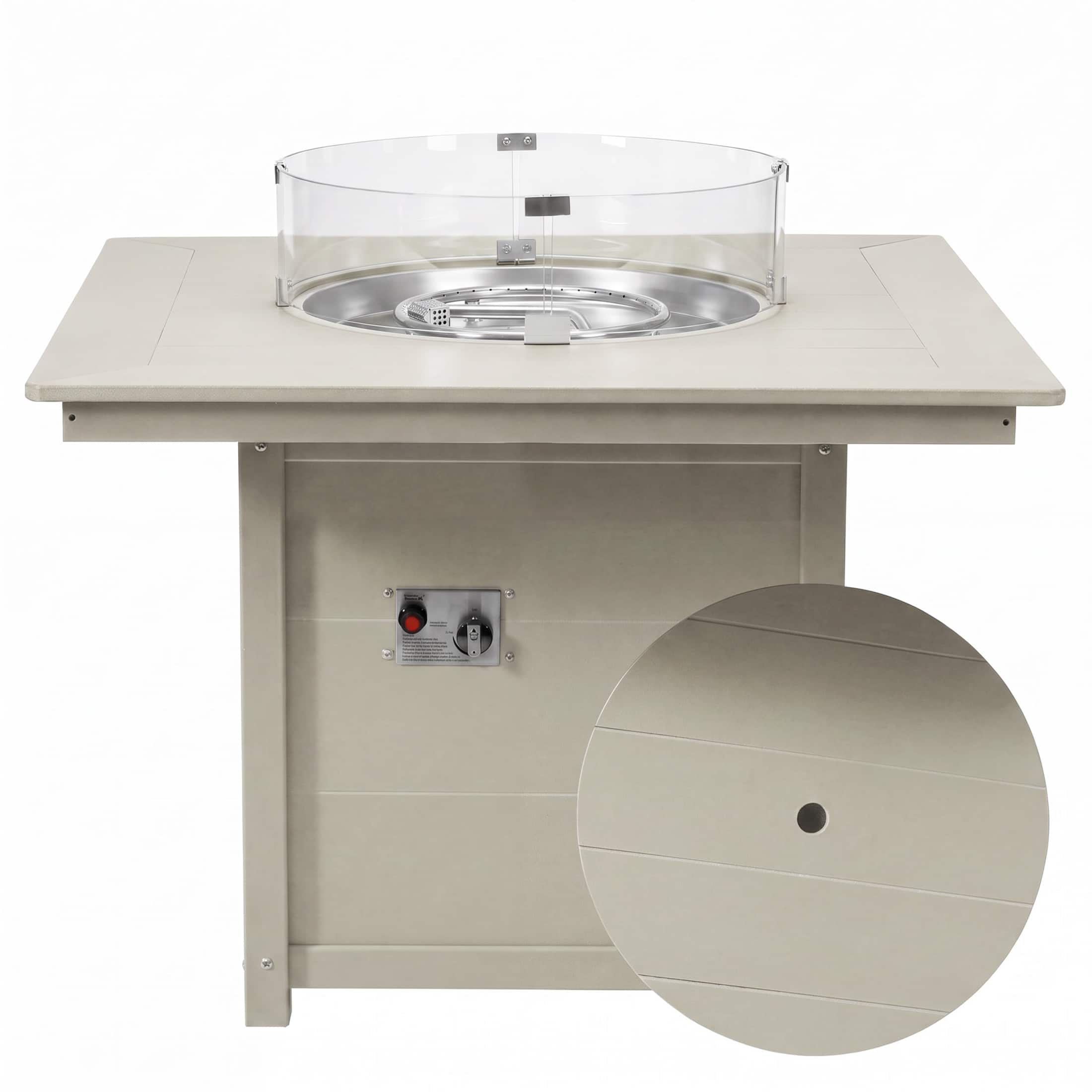 WestinTrends - Helios Modern Outdoor Patio Propane 42" Square Fire Pit Table - Sand