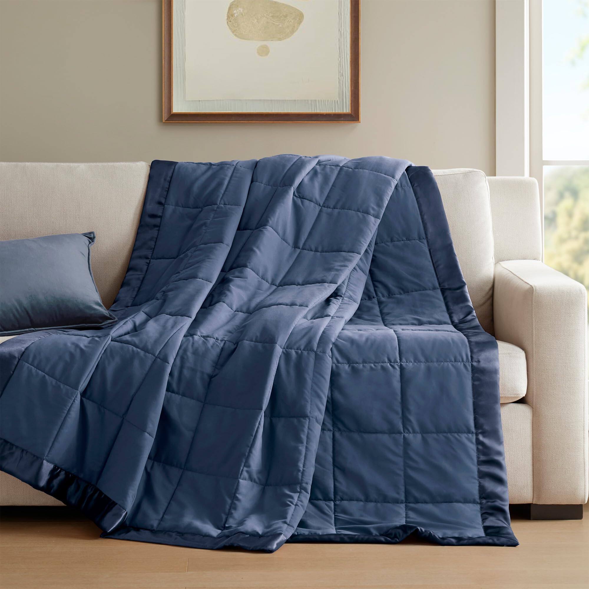 Alt View 5. Dapper Styles - Windom Down Alternative Blanket 3m Scotchgard Wicking Lightweight And Soft Bed Cover For All Season Satin - Satin Trim, Charcoal-King.