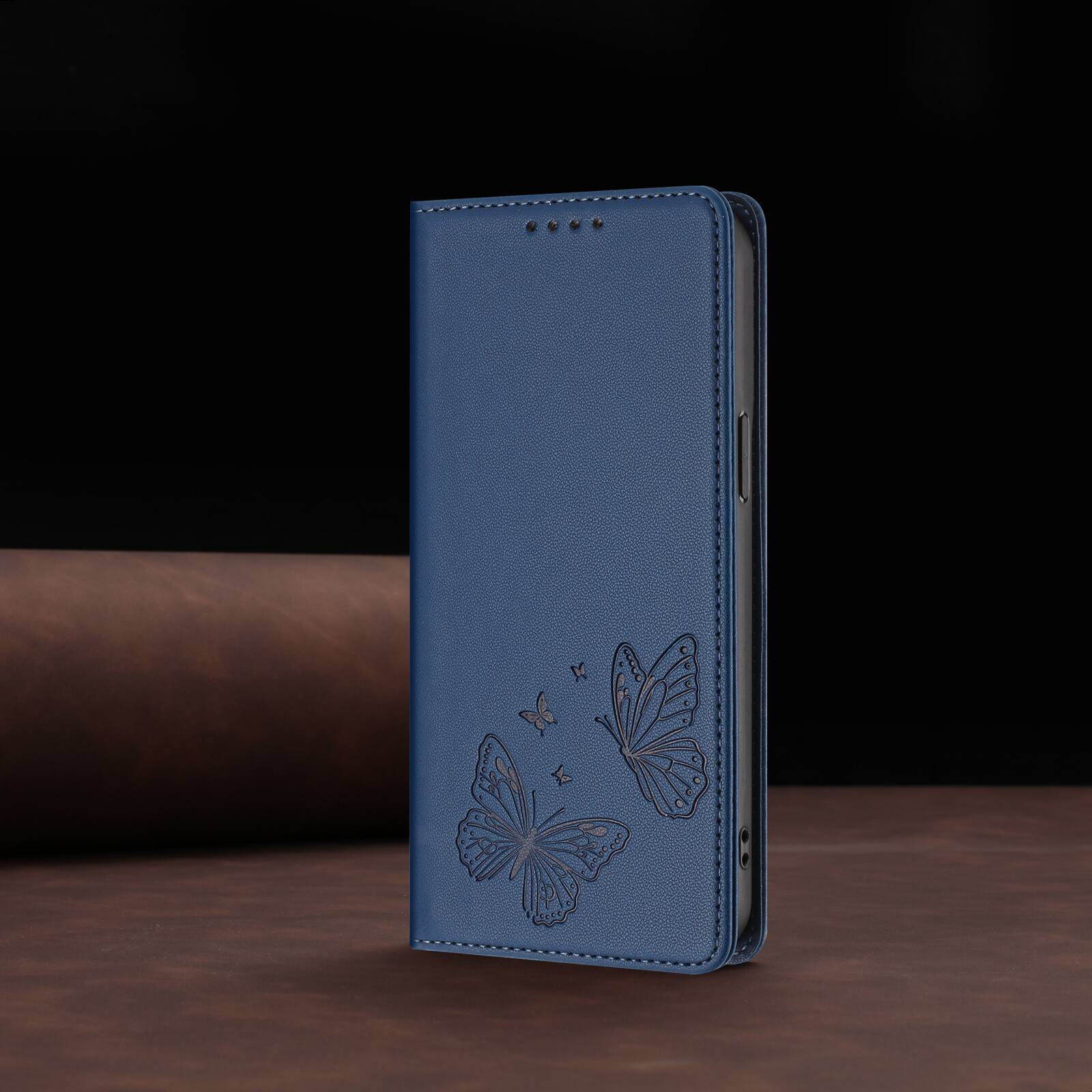 Alt View 6. Dteck - For Samsung Galaxy S26 Ultra Butterfly Embossed PU Leather RFID Blocking Flip Kickstand Wallet Case with Card Slots - Darkblue.