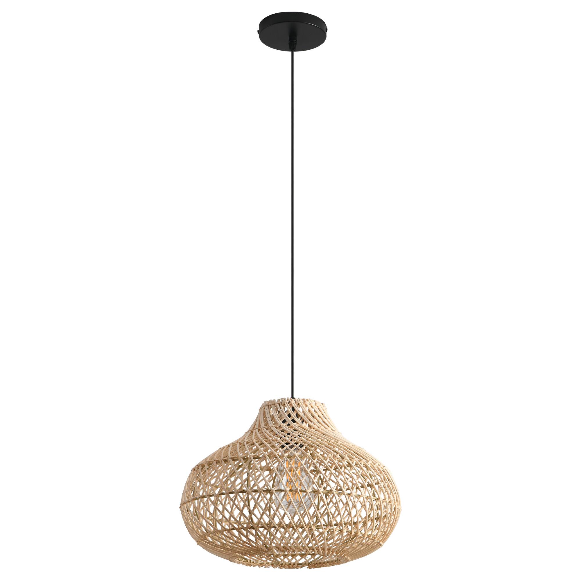 Alt View 7. Parrot Uncle - 1-Light Boho Brown Rattan Hand-Woven Cloche Hanging Basket Pendant Light - Brown.