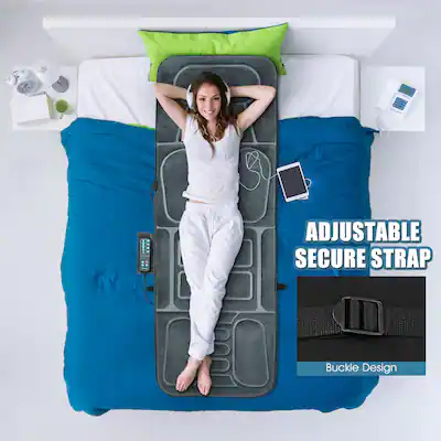 Foldable Massage Mat Full Body Massager w/ Heat & 10 Vibration Motors - Gray - Joyus Foldable Massage Mat Full Body Massager w/ Heat & 10 Vibration Motors - Gray - Joyus