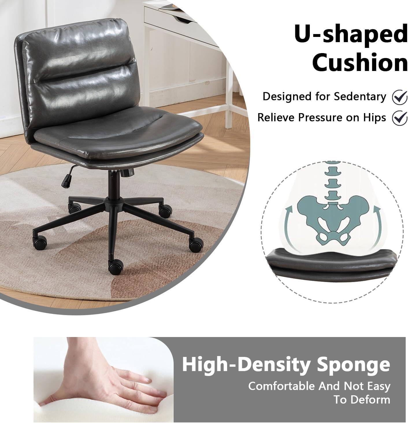U-shaped Cushion  
Designed for Sedentary  
Relieve Pressure on Hips  

High-Density Sponge  
Comfortable And Not Easy To Deform