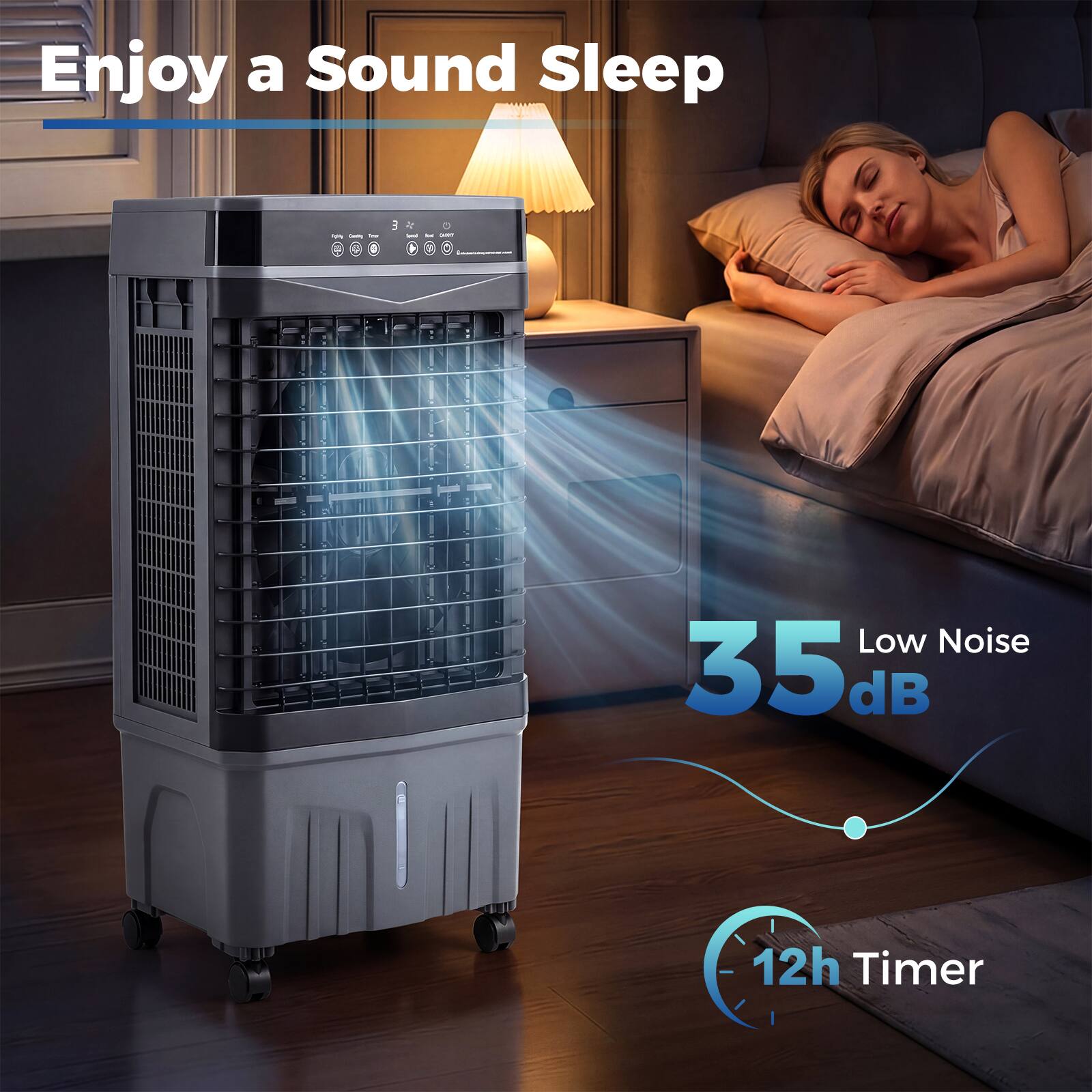 Enjoy a Sound Sleep: Low Noise 35 dB, 12h Timer