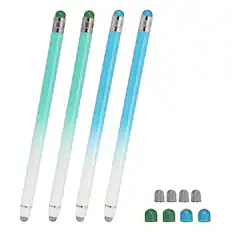 Front. Unique Bargains - 4pcs Stylus Pens for Touch Screens, 2 in 1 High Sensitivity Universal Pen Capacitive Stylus for Touch Screen Devices - Blue Green.