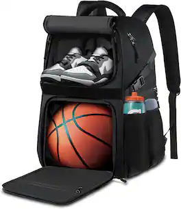 Vulpecula Spade - Basketball Bag Backpack with Ball Holder Shoes Compartment, Large Basketball Accessories Sports Bag - Black