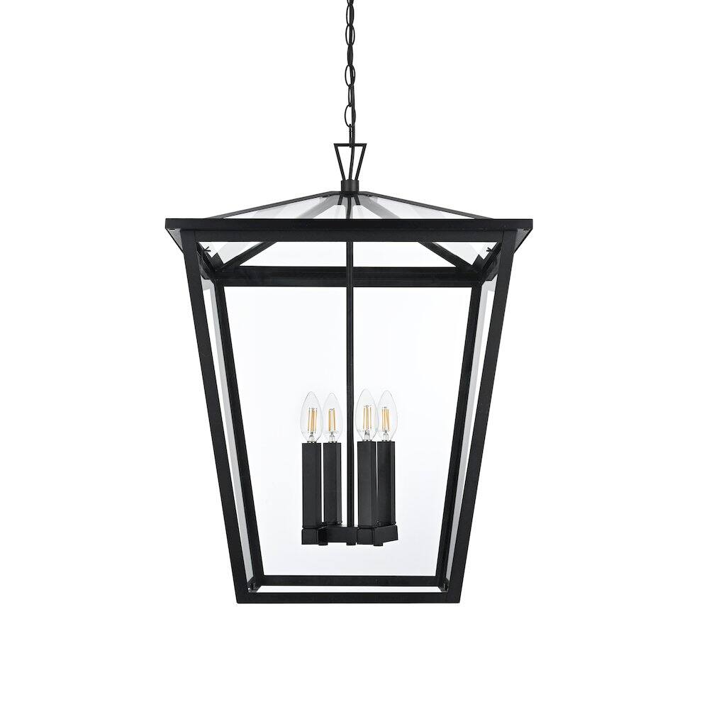 Left. Elegant Lighting - Oxford 7 inch Outdoor Pendant in Black - Black.