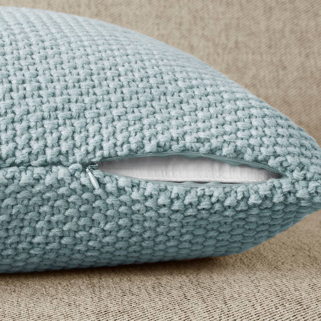 Alt View 1. Gracie Mills - Gracie Mills Lessie Solid Acrylic Knit Euro Pillow Cover - Light Blue.