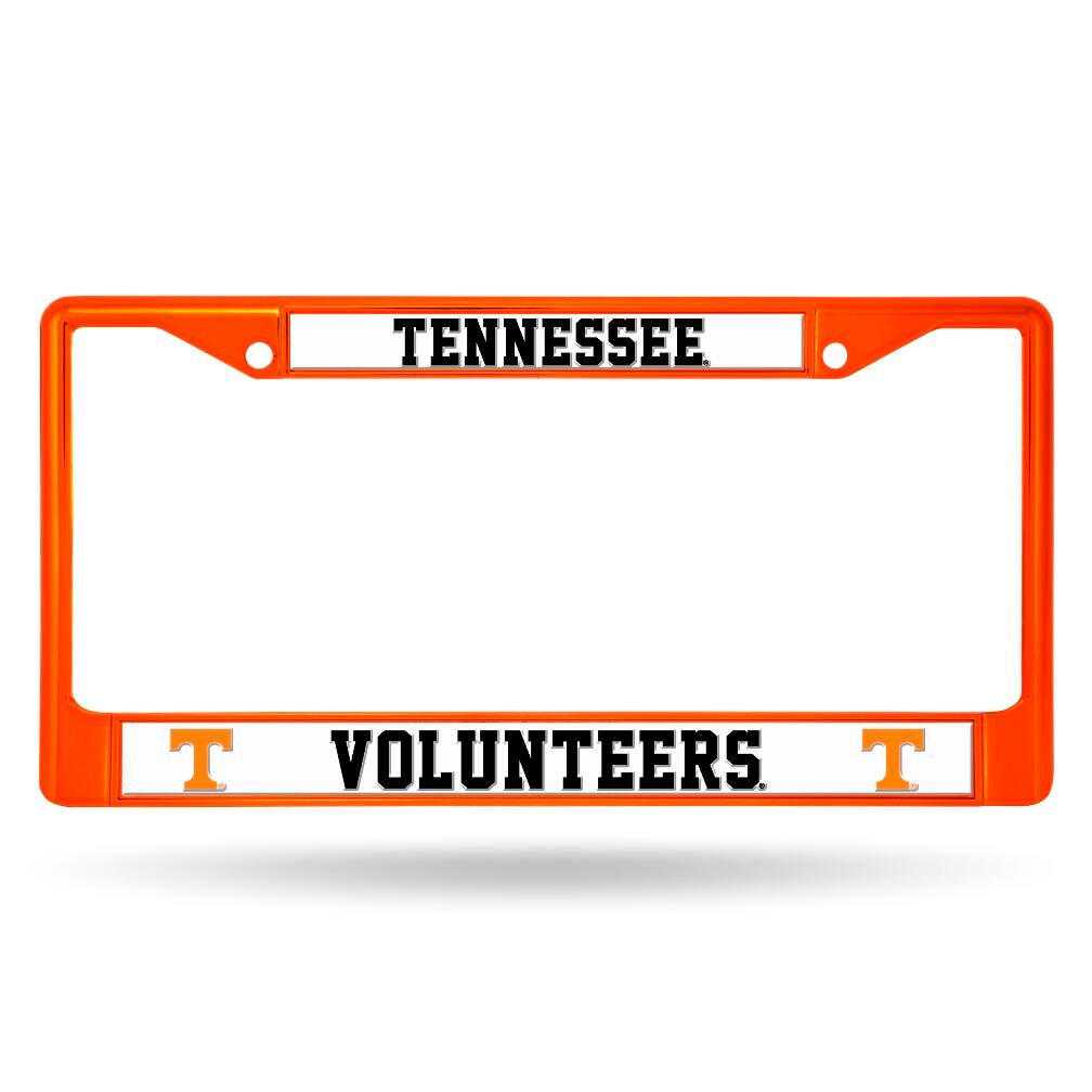 Tennessee Volunteers Orange Painted Chrome Metal License Plate Frame
