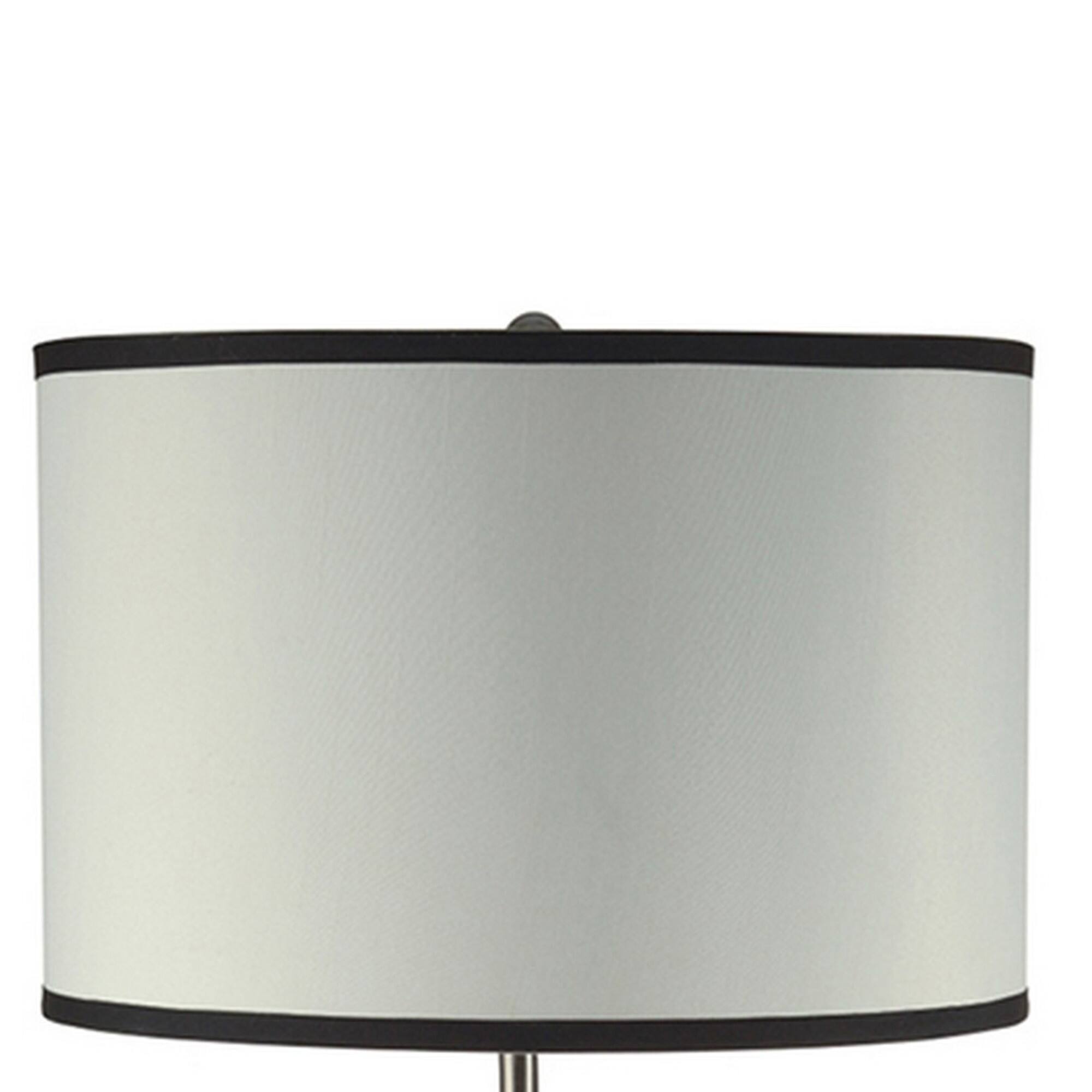 Angle. Manhattan Lane - 29 Inch Round Drum Shade Table Lamp, Curved Tubular Frame - Silver.