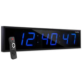 Ivation - Large Digital Clock, 60" Led Wall Clock with Stopwatch, Alarms, Timer, Temp & Remote - Blue