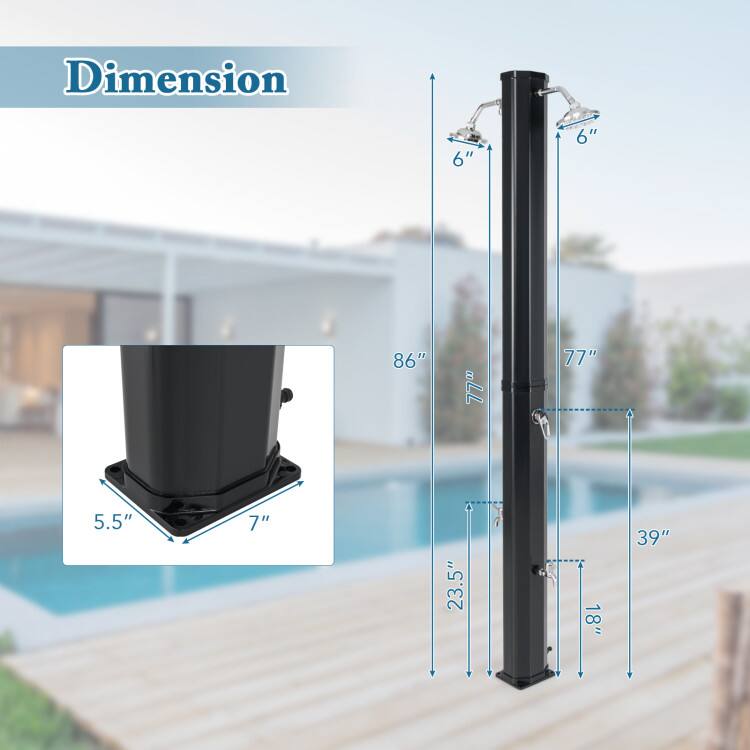 Dimension: 6" x 6" x 86" x 77" x 77" x 5.5" x 7" x 23.5" x 18" x 39"
