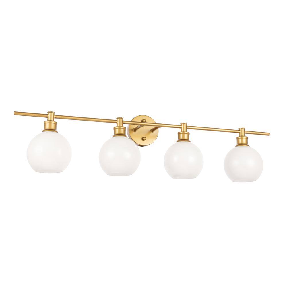 Left. Living District - Collier 4 light Brass and Frosted white glass Wall sconce - Brass And Frosted White Glass.