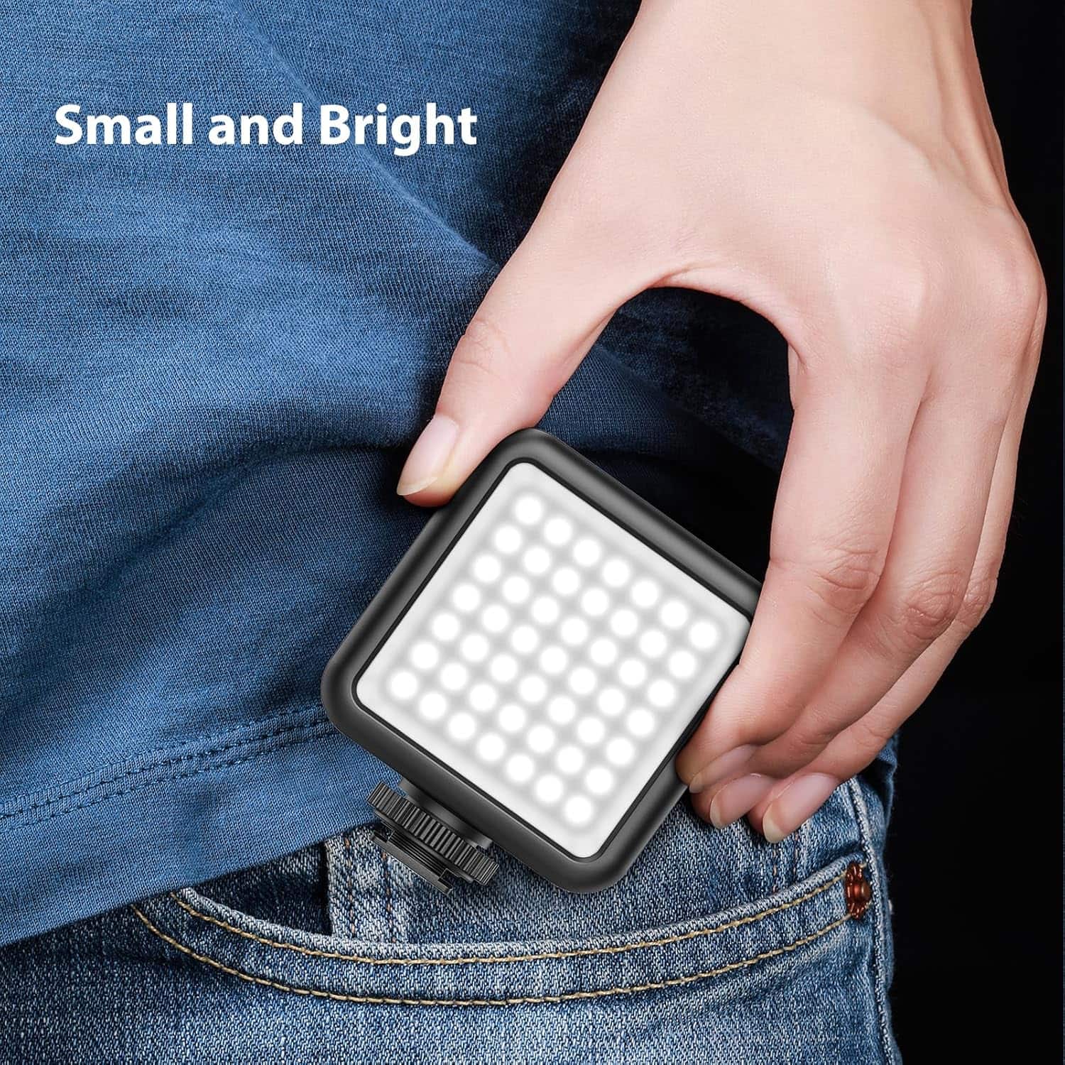 Schertz - VL49 LED Video Light, 2000mAh Rechargeable Soft Light Panel with 3 Cold Shoe Mounts, Portable Photography & Vlogging Lig - Black