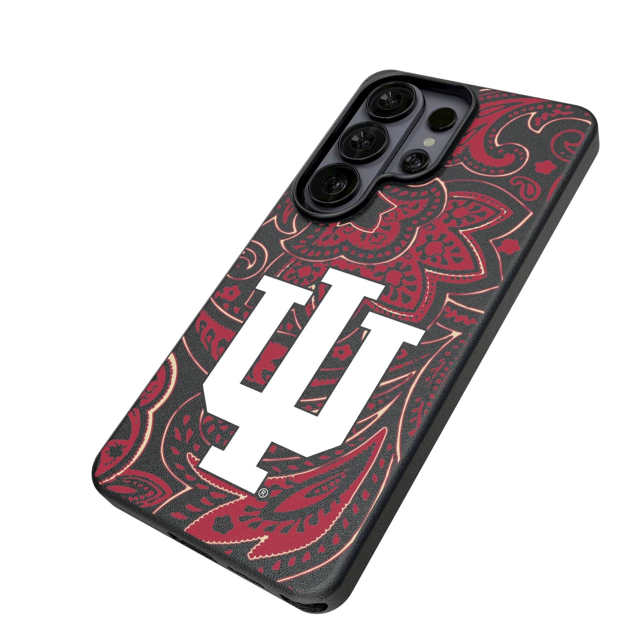 Alt View 1. Keyscaper - Indiana Hoosiers Paisley Galaxy Magnetic Bump Case - S24 - Black.
