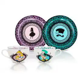 Disney - Alice In Wonderland Mad Hatter Bone China Teacup and Saucer | Set of 2 - Purple