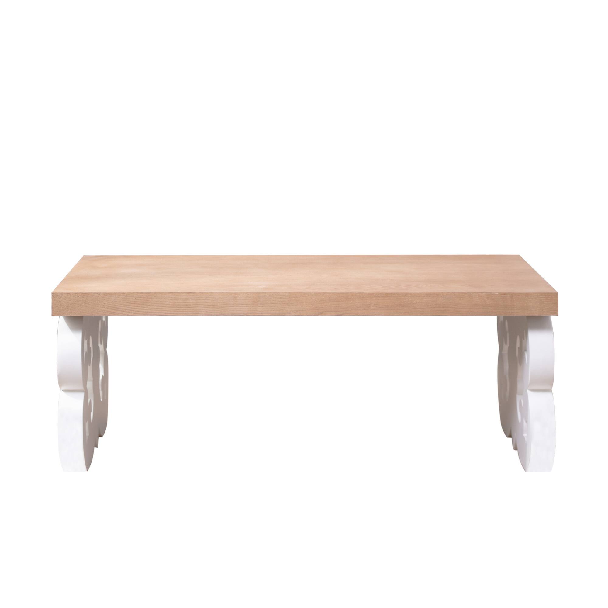 Left. GOODSILO - Elegant Scroll Base Rectangular Coffee Table with Natural Wood Top for Modern Farmhouse Living Room Decor - Natural.