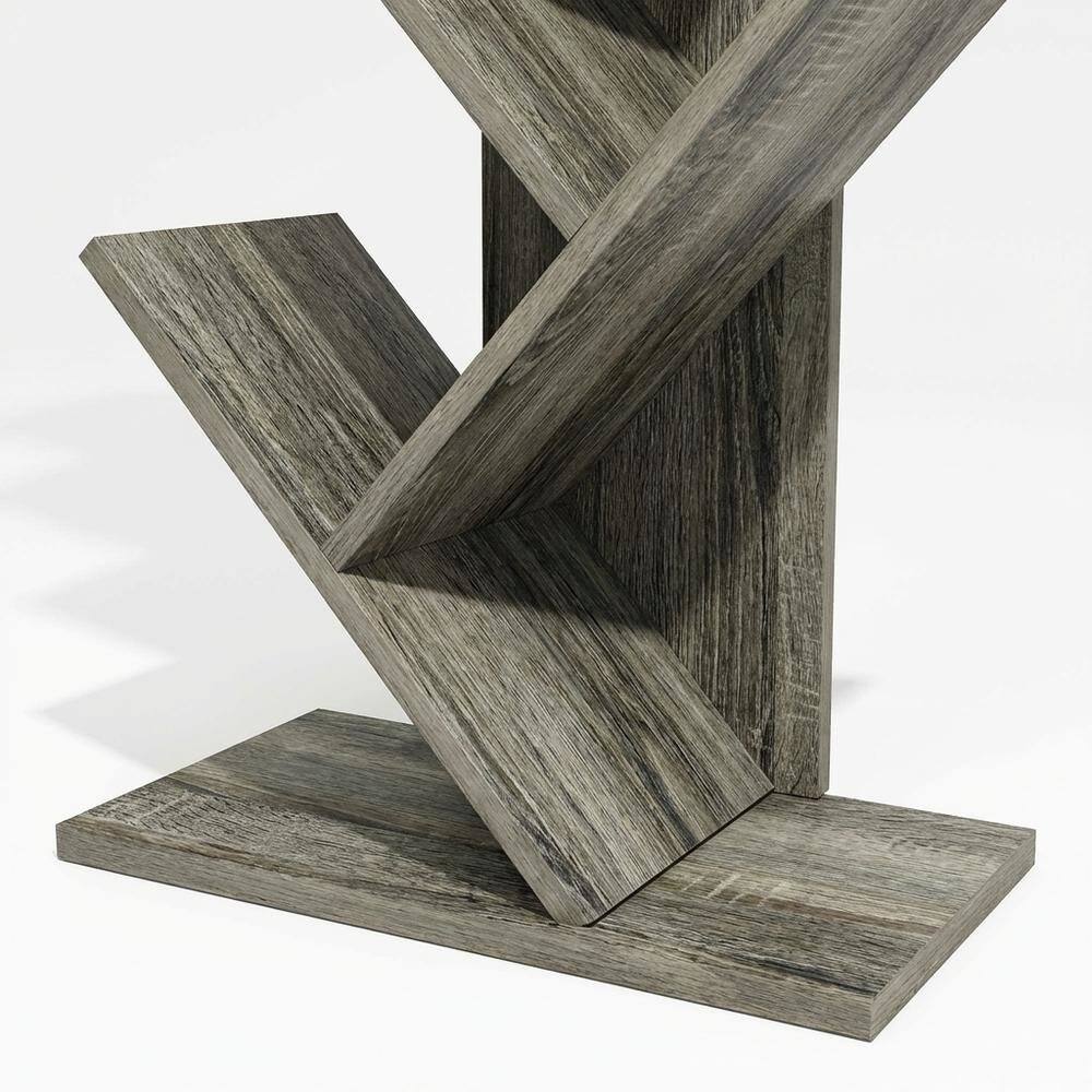 Alt View 2. FurniFact - Grey Oak 9-Tier Floor Standing Bookcase with Sturdy Wood Construction - Grey Oak.