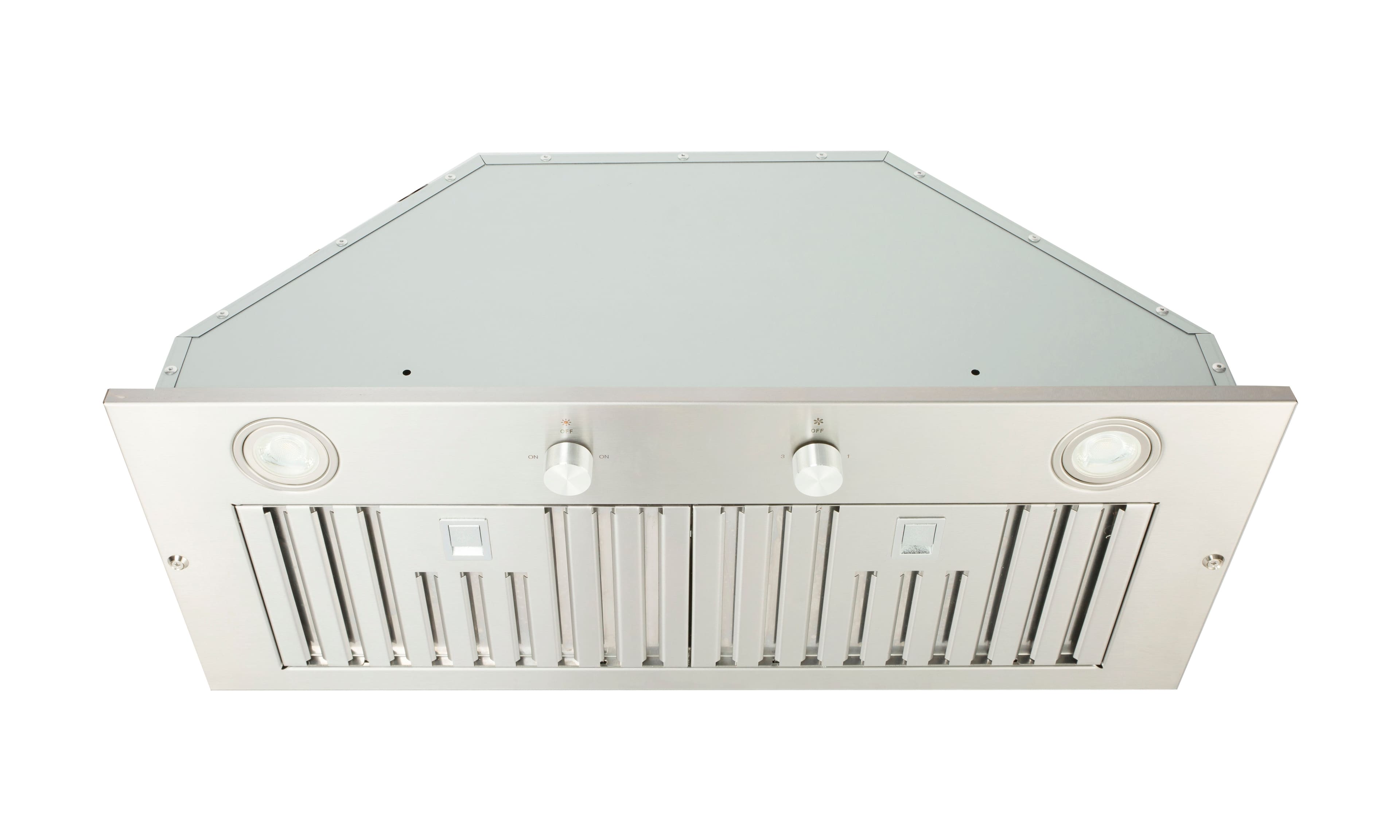 The text on the image reads "Ventilation hood with two lights."