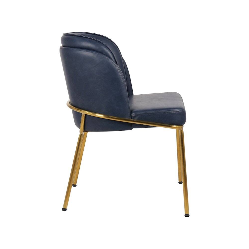 Alt View 3. Meridian Furniture - Jagger Navy Vegan Leather Dining Chair, Set of 2 - Blue.