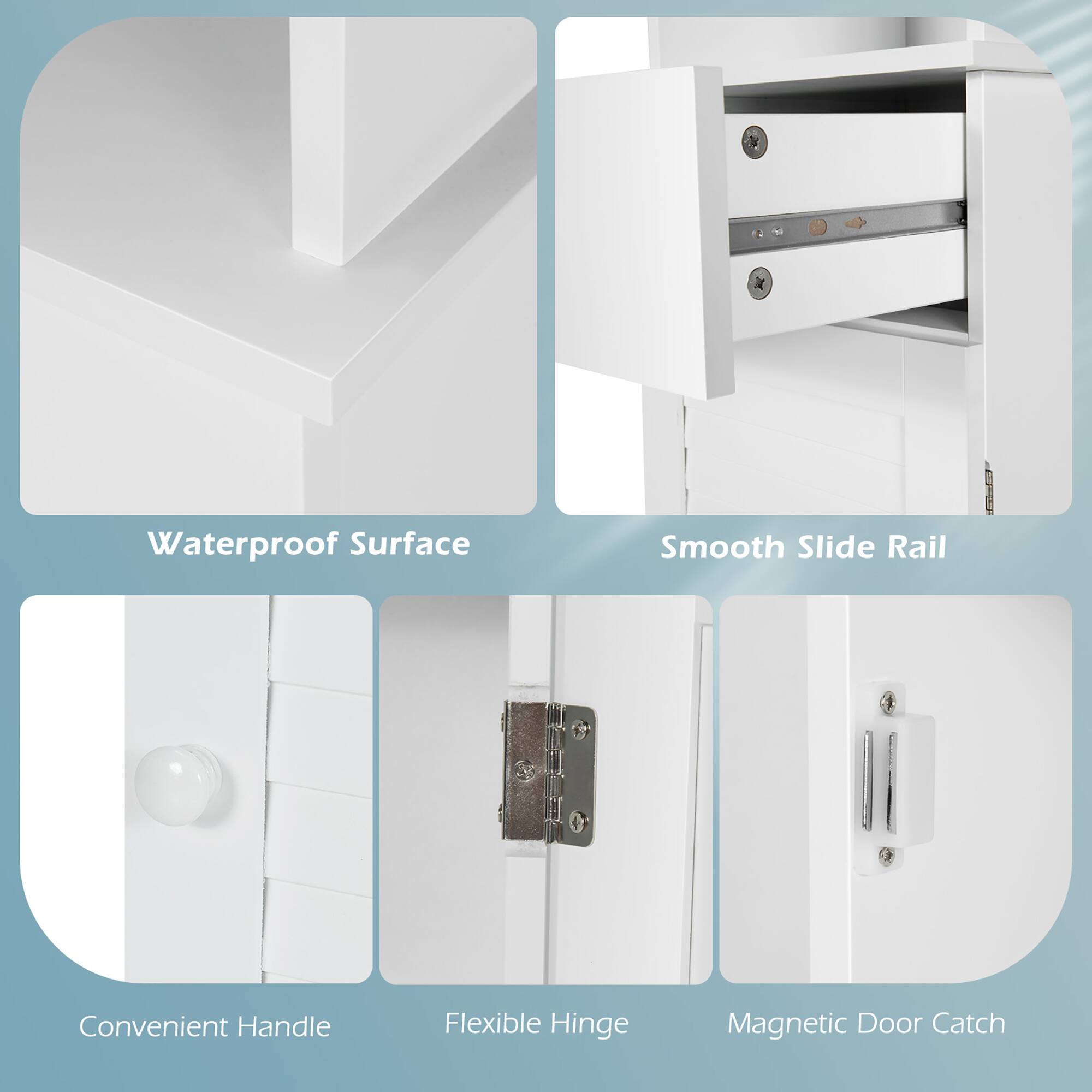 Waterproof Surface, Smooth Slide Rail, Convenient Handle, Flexible Hinge, Magnetic Door Catch