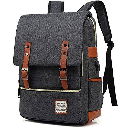 Front. Live At Space - Vintage Laptop Backpack With Usb Charging Port  Water Resistant Travelling Backpacks College Bag For Men Women Fits Up - Black.