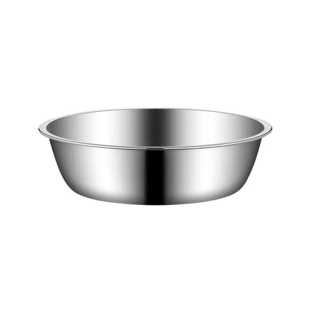 Front. Ficcuss Pets - Round Stainless Steel Dog Bowl - Silver.