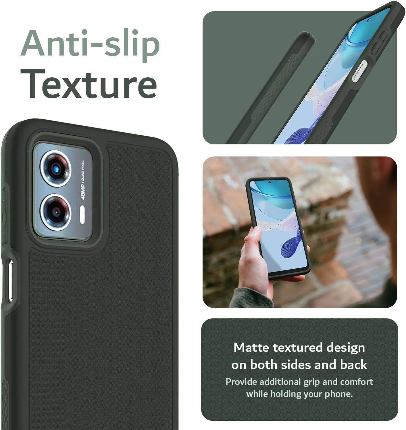 Anti-slip Texture

Matte textured design on both sides and back

Provide additional grip and comfort while holding your phone.