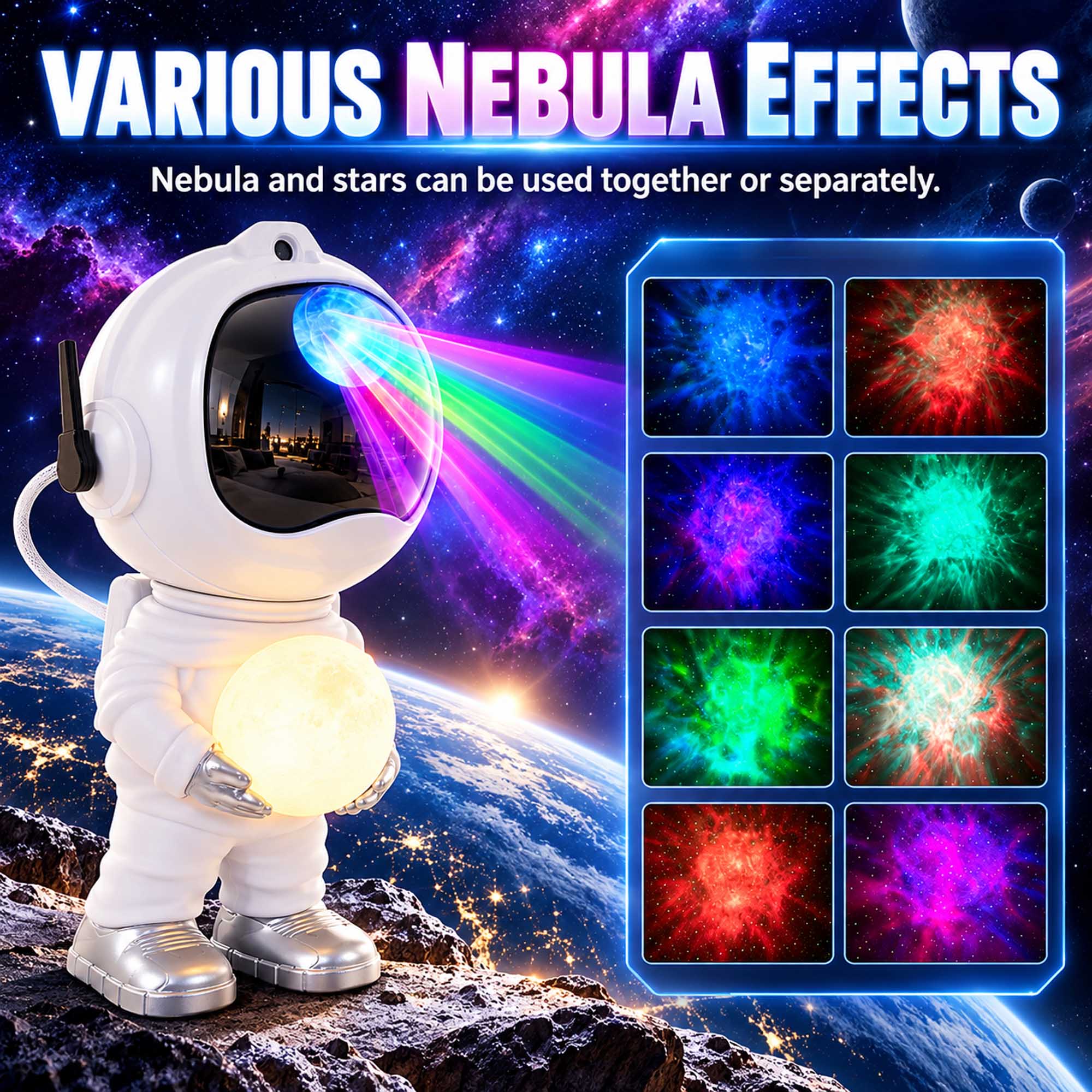 VARIOUS NEBULA EFFECTS  
Nebula and stars can be used together or separately.