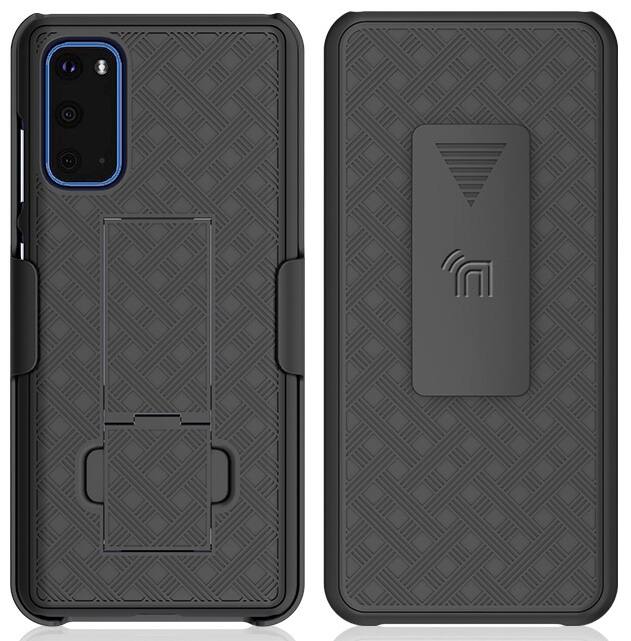 Alt View 2. Nakedcellphone - Case with Stand and Belt Clip Holster for Samsung Galaxy S20 - Black.