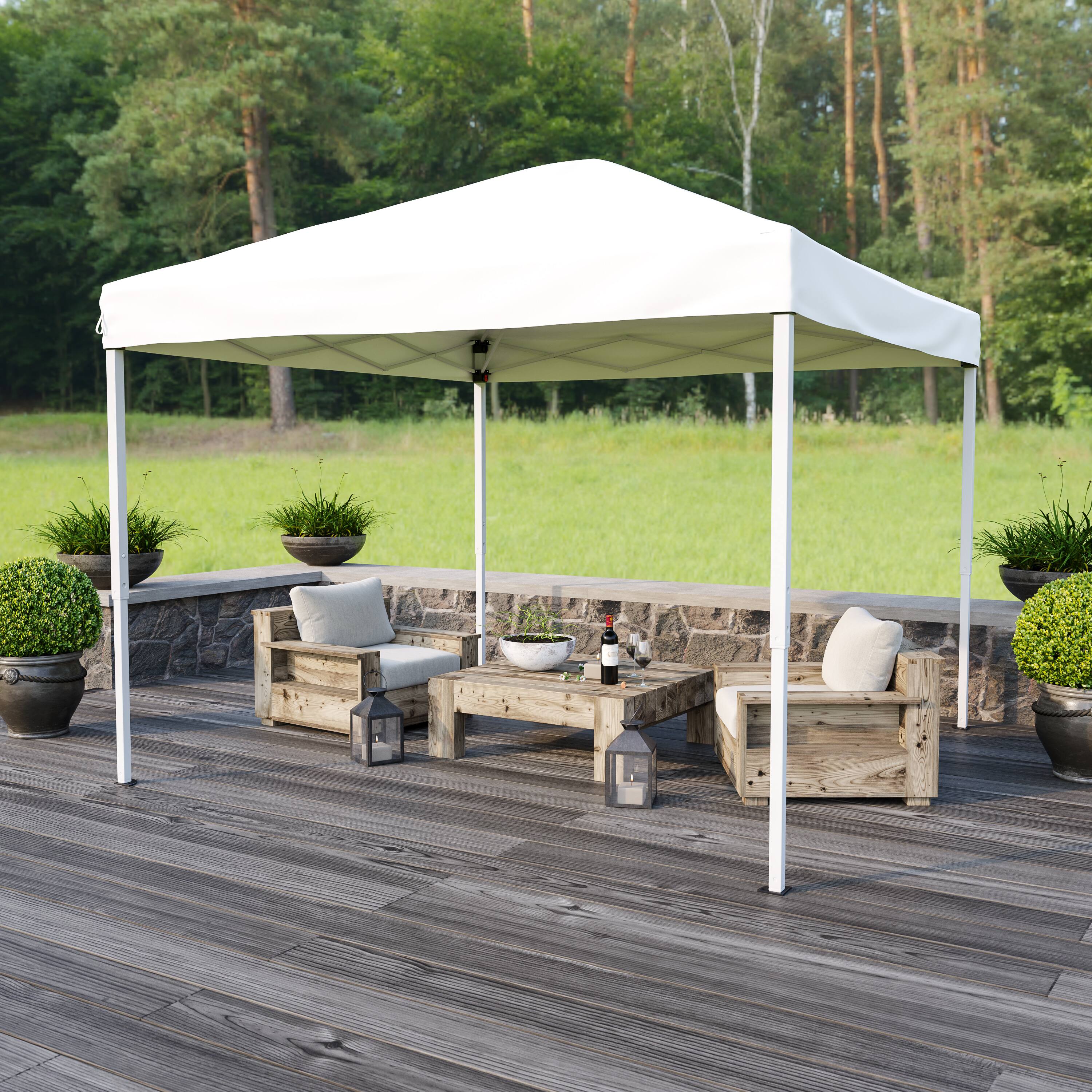Alt View 3. Emma + Oliver - 10'x10' Weather Resistant Easy Pop Up Event Straight Leg Instant Canopy Tent - White.