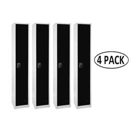 AdirOffice - Storage Locker 629-Series 72" H 1-Tier Steel Key Lock 2-Shelf Locker with Key Lock, 4/Pack - Black