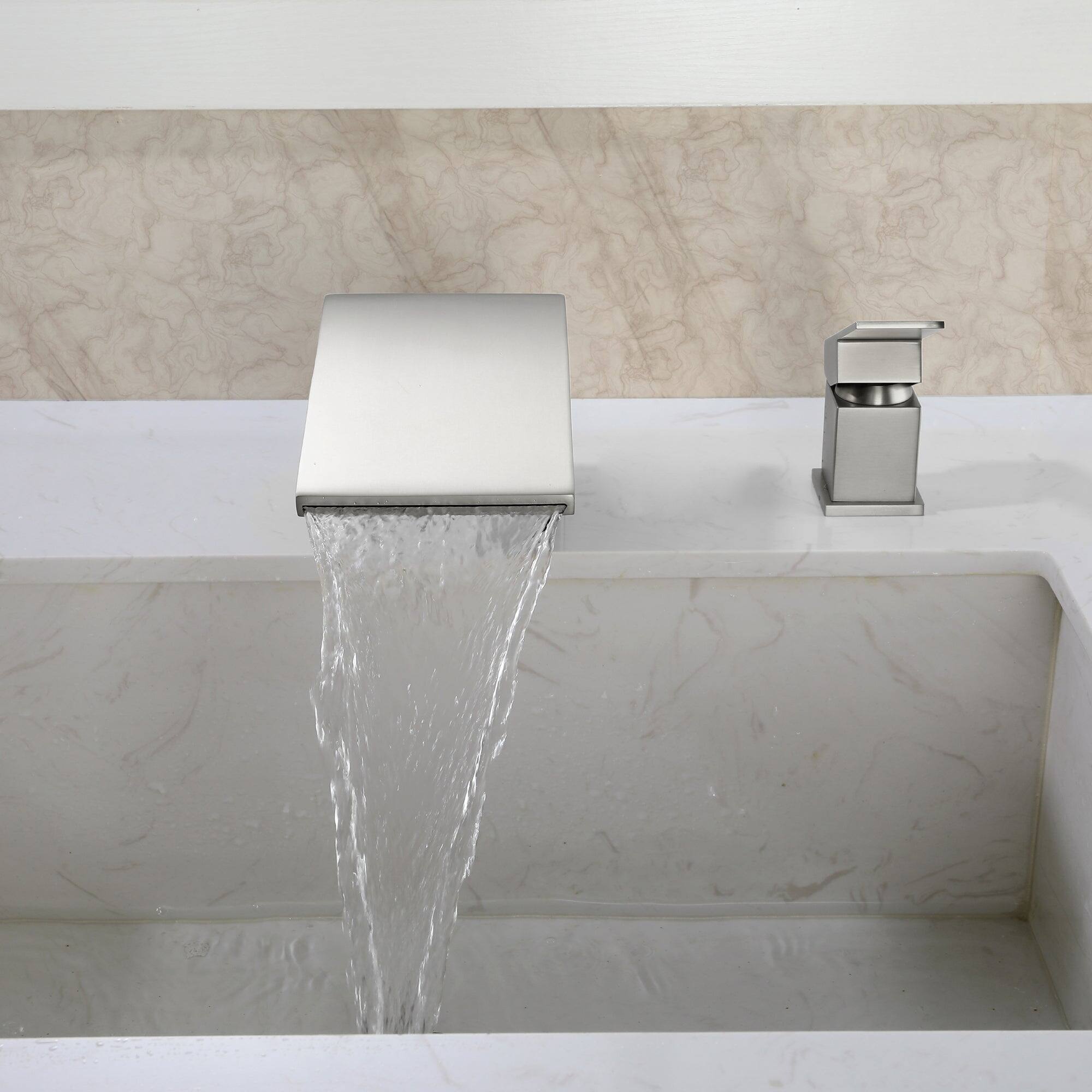 Alt View 1. Boyel Living - Brushed Faucet SUS304 12cm Waterfall Spout cUPC Cartridge Single Handle - Brushed Nickel.