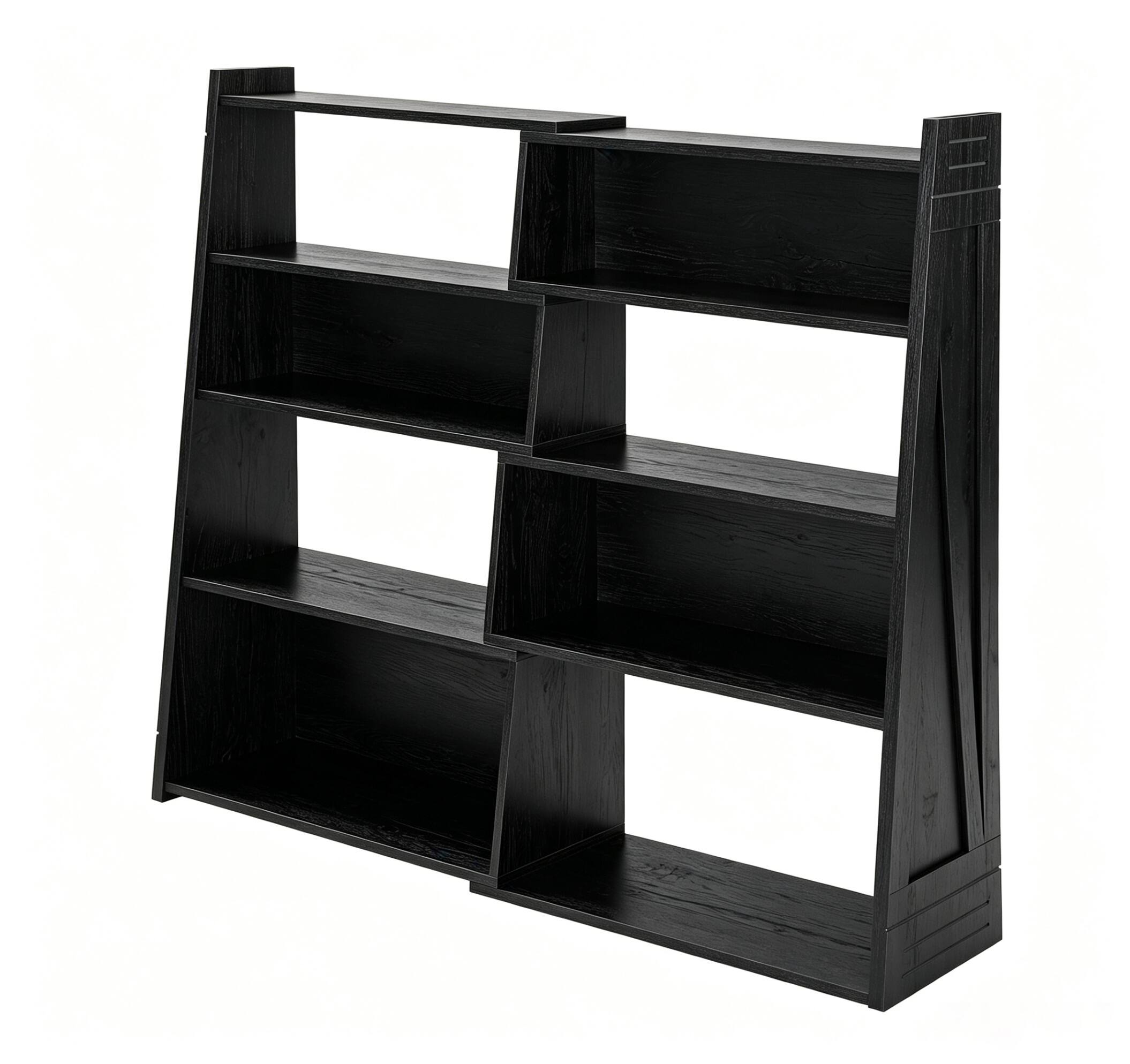 Alt View 3. MERAVOM - Wooden Expandable Bookshelf Storage Rack, 4-Tier L-Shaped Adjustable 2-Piece Bookcase, Extendable up to 47" for Corner - Black.