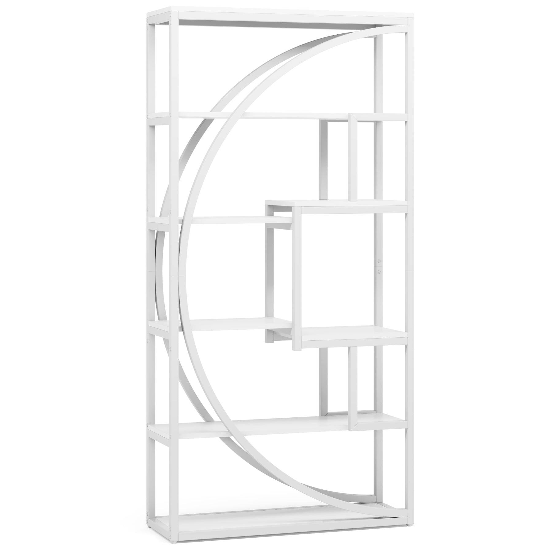 Alt View 4. Tribesigns - Modern Bookshelf with Engineered Wood Construction and Storage Shelves for Living Room and Home Office - White.