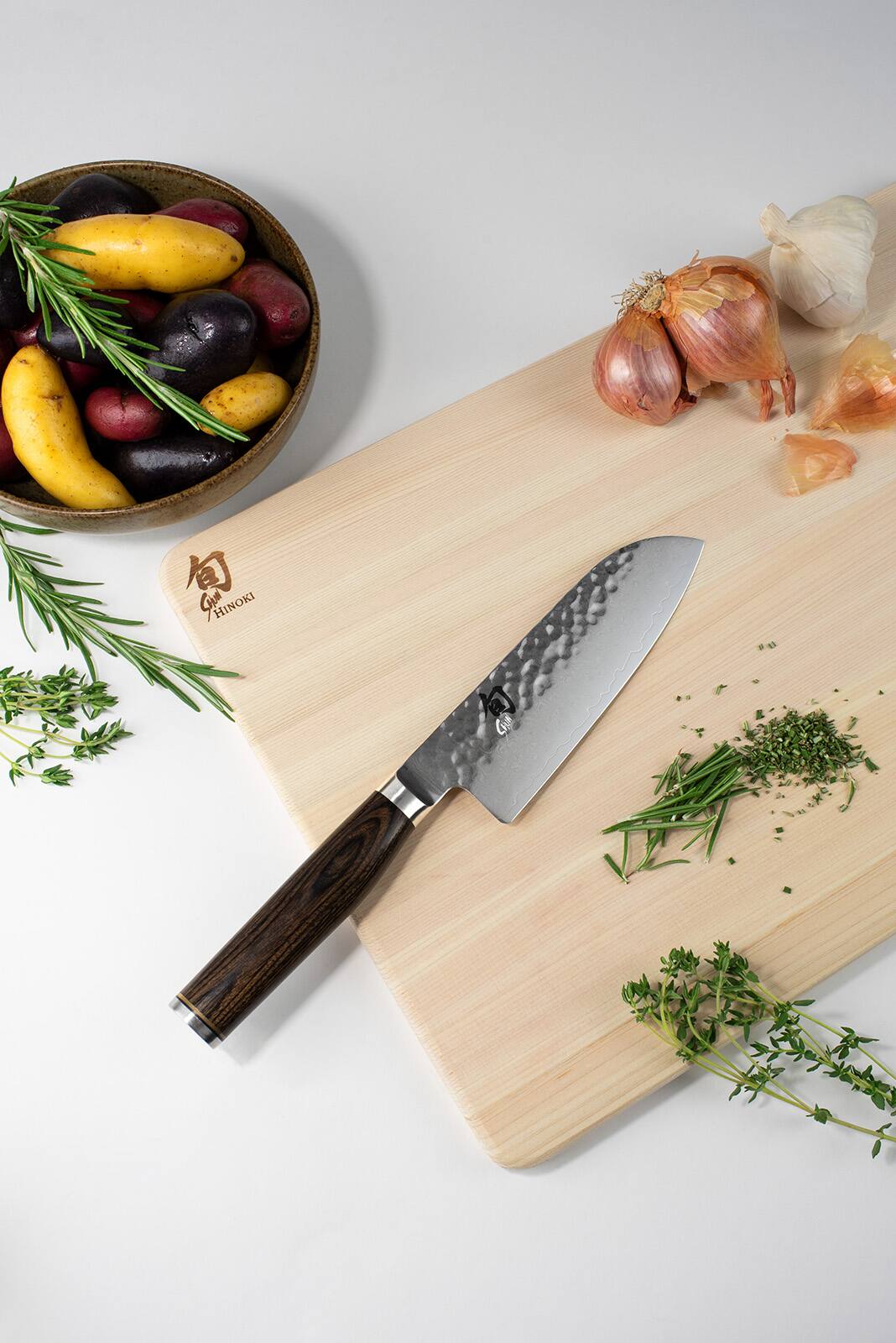 Alt View 2. Shun - Premier Santoku Knife, 5.5 Inch - Brown.