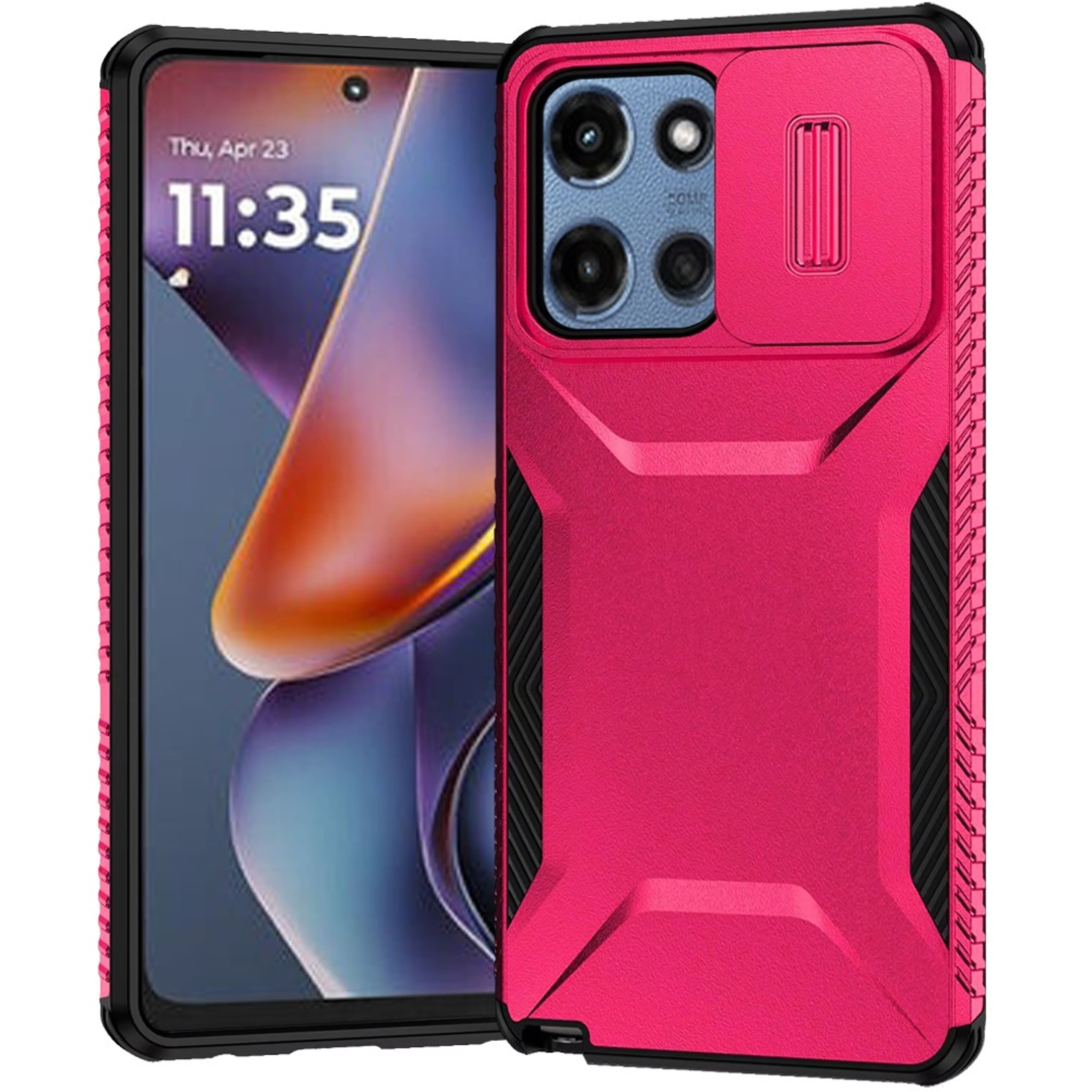 Kitcheniva - Side Grip Rugged Case For Moto G 2025 2026 G Play 2026 With Sliding Camera Cover Hot - Pink