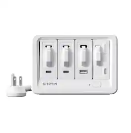 Gitryin - 8-Outlet Desktop Charging Station with 4 Retractable PD Chargers - White