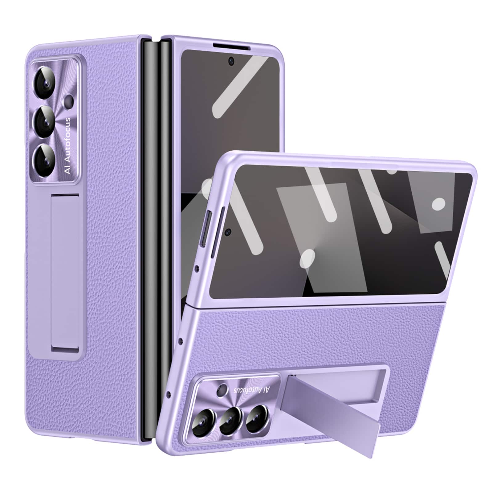 Dteck - for Samsung Galaxy Z Fold8 Ultra Litchi Texture Phone Case,Built-in Screen Protector & Foldable Stand,Rugged Back Cover - Purple price history on PriceWatchPro