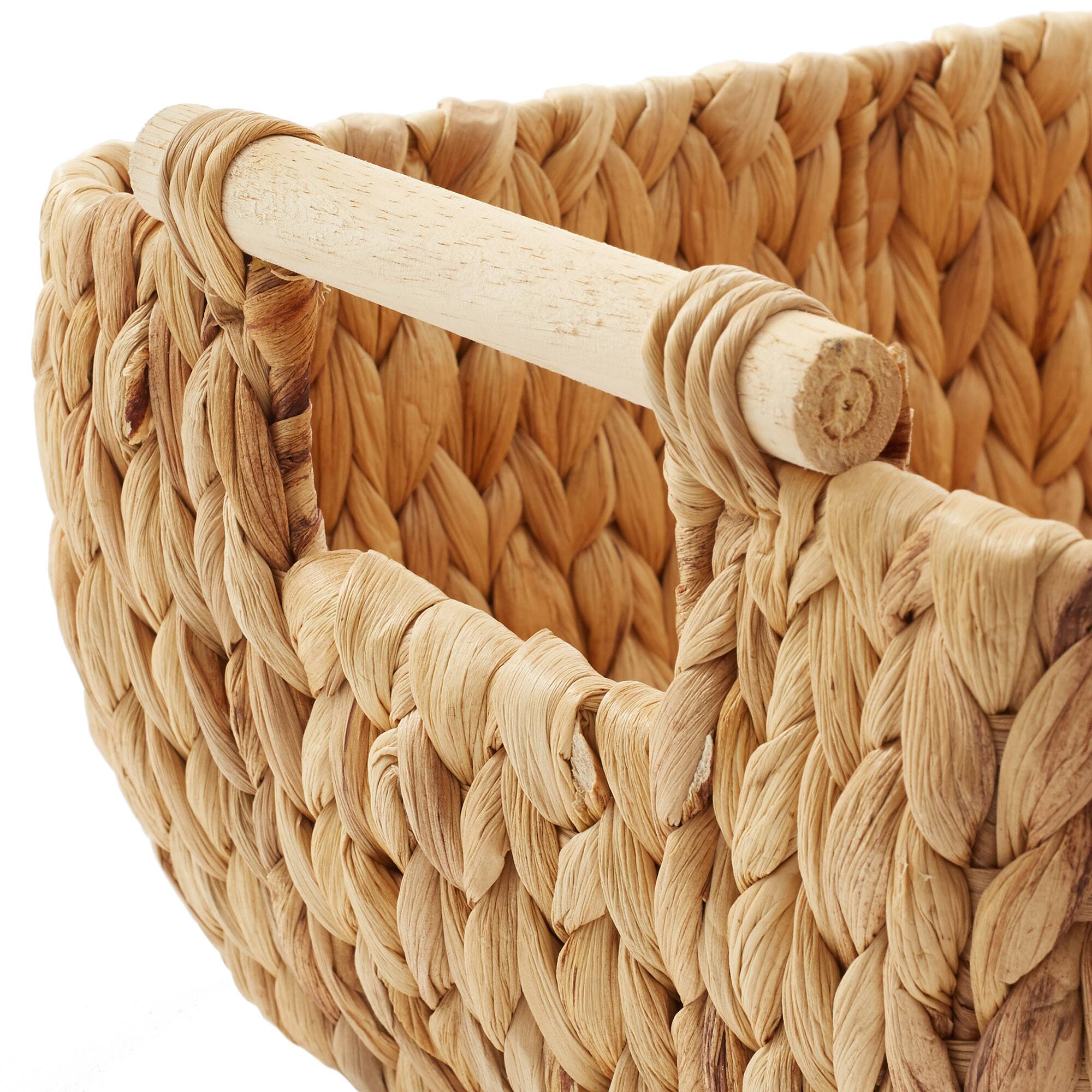 Alt View 4. Casafield - Hyacinth Seagrass Oval Storage Baskets with Wooden Handles - Woven Bins - Natural - Hyacinth.